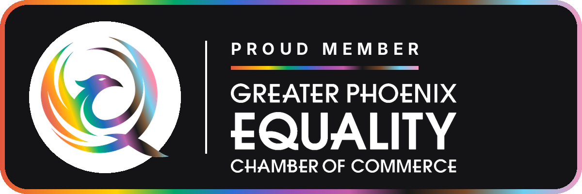 Horizontal GPECC Proud Member badge with white lettering on a dark background