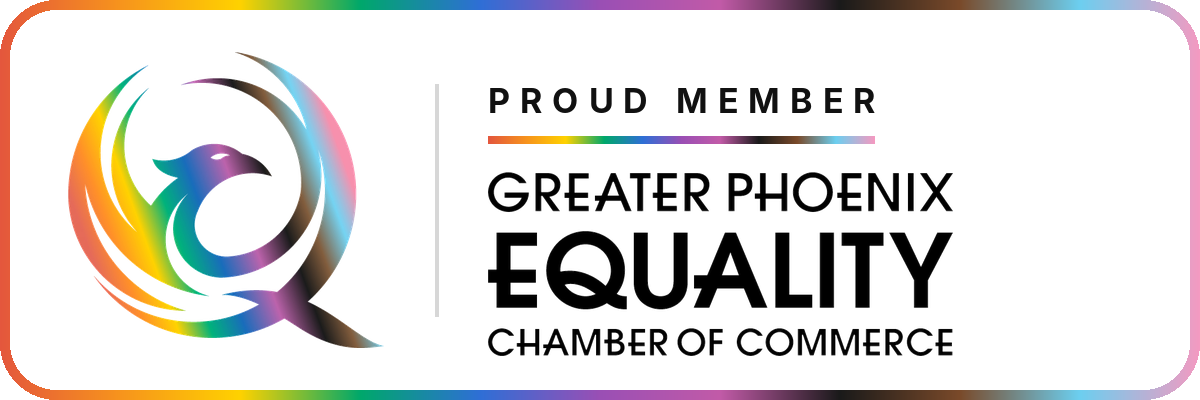 Horizontal GPECC Proud Member badge with black lettering on a light background